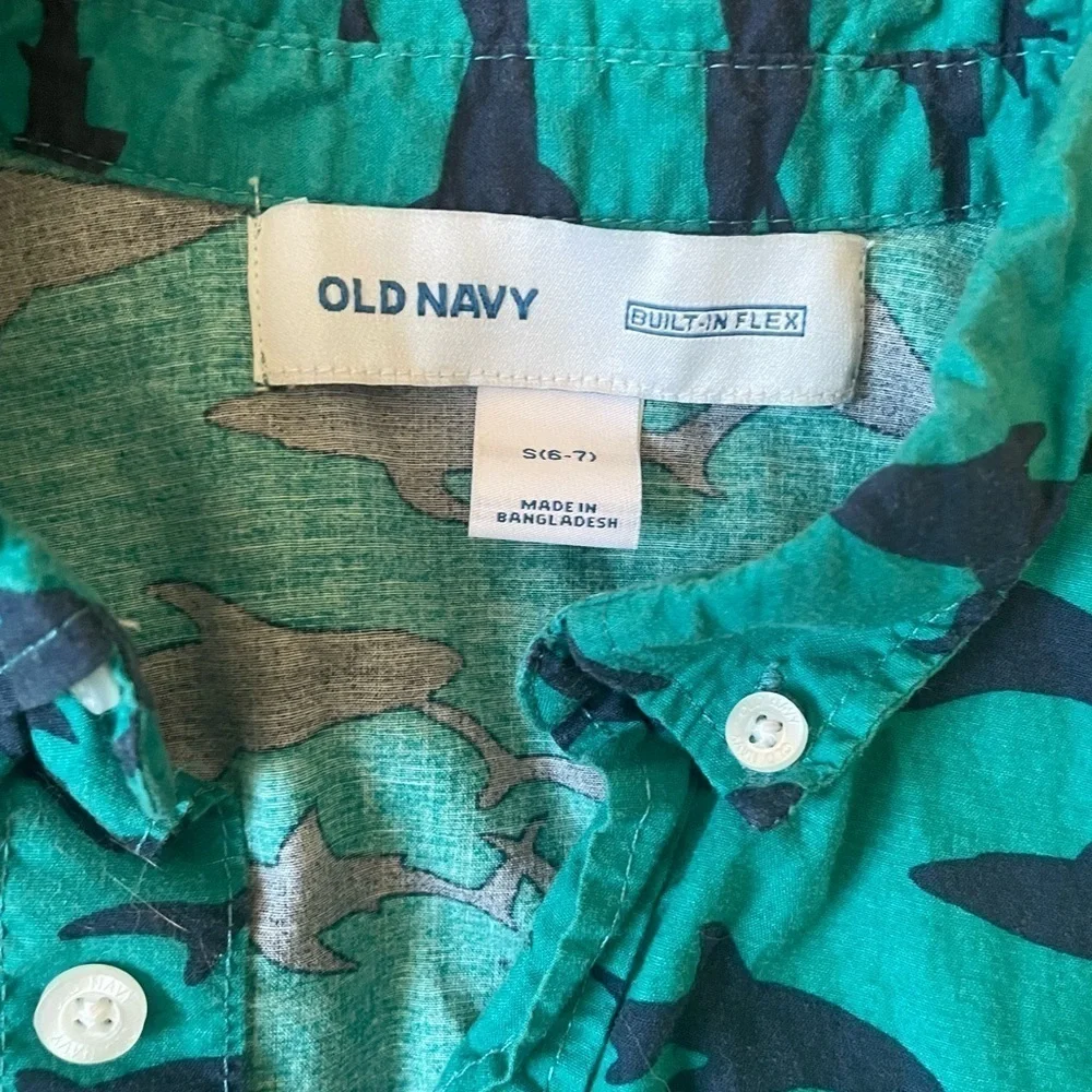 Old navy boys button down shark shirt